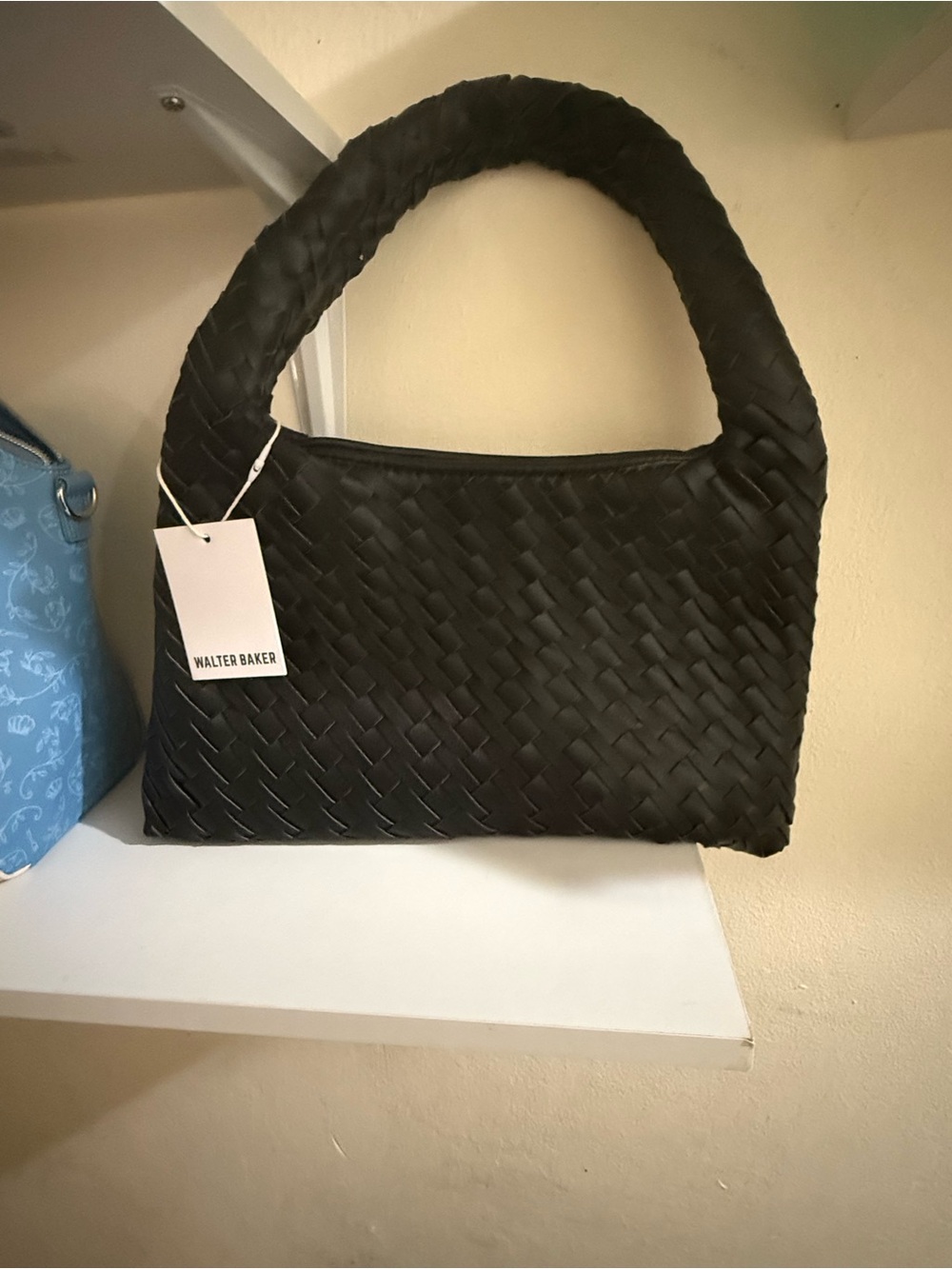 Walter Baker Black Woven Top-Handle Shoulder Bag
